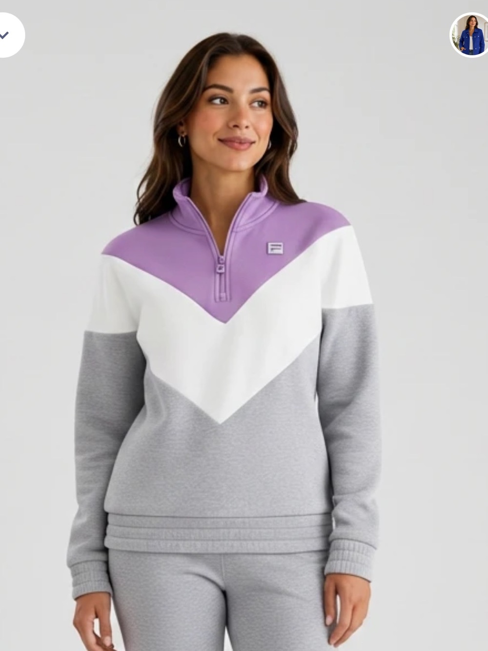 Fila Lavender White Gray Colorblock Half-Zip Pullover!NWOT